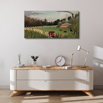 Tablou canvas Peisaj verde cu figuri