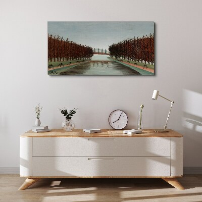 Tablou canvas Peisaj de iarnă cu un râu
