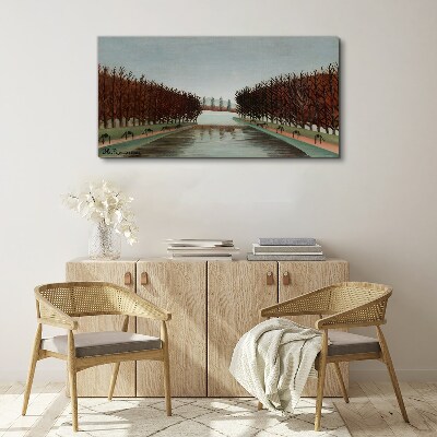 Tablou canvas Peisaj de iarnă cu un râu