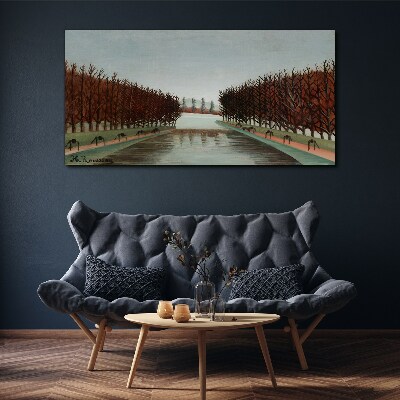 Tablou canvas Peisaj de iarnă cu un râu