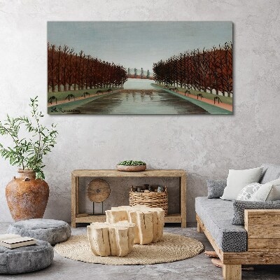 Tablou canvas Peisaj de iarnă cu un râu