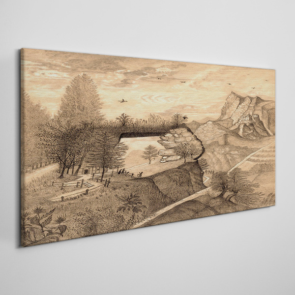 Tablou canvas Peisaj cu un pod și copaci