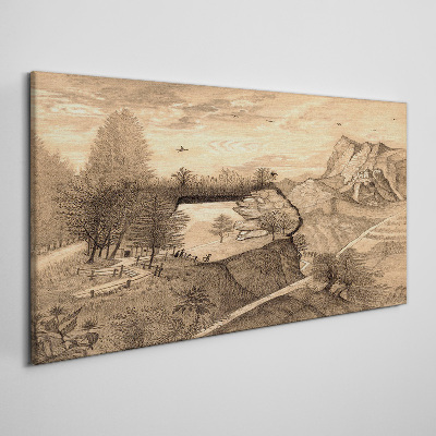 Tablou canvas Peisaj cu un pod și copaci