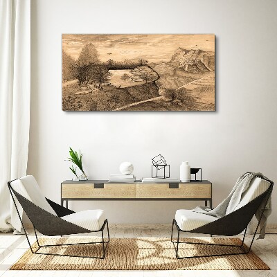 Tablou canvas Peisaj cu un pod și copaci