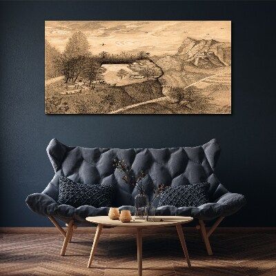 Tablou canvas Peisaj cu un pod și copaci