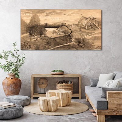 Tablou canvas Peisaj cu un pod și copaci
