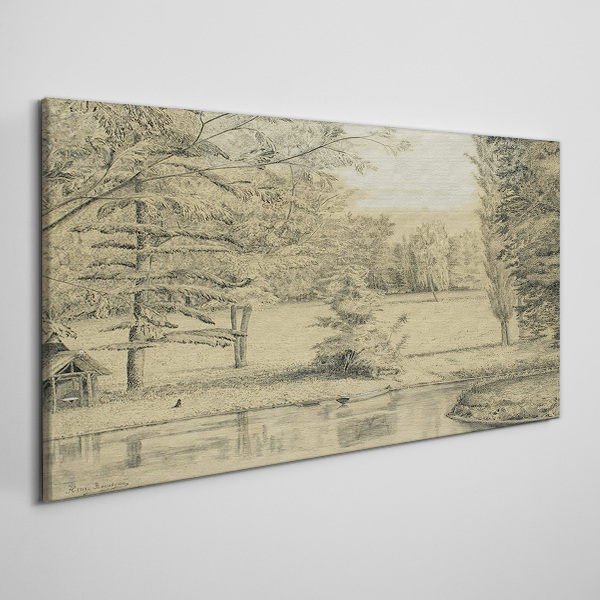 Tablou canvas Un peisaj liniștit lângă râu