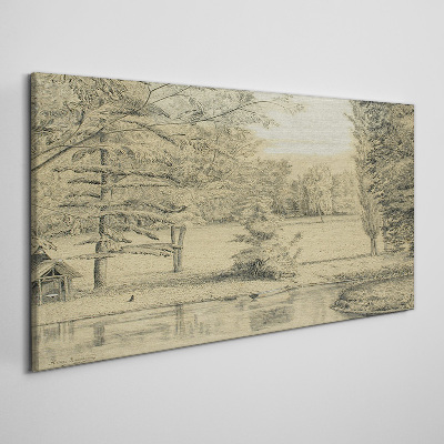 Tablou canvas Un peisaj liniștit lângă râu