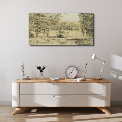 Tablou canvas Un peisaj liniștit lângă râu