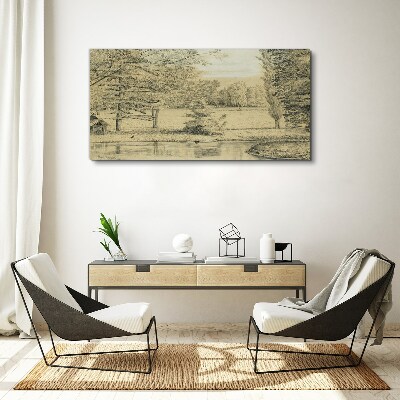 Tablou canvas Un peisaj liniștit lângă râu