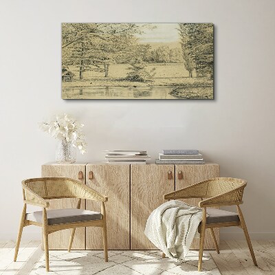 Tablou canvas Un peisaj liniștit lângă râu