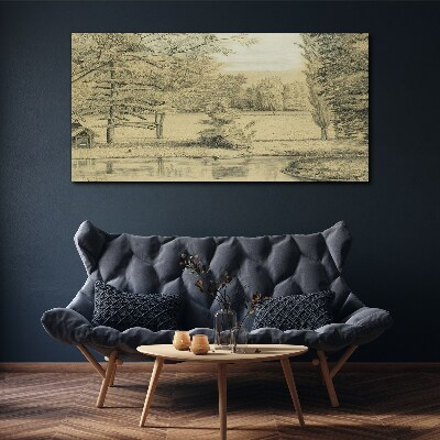 Tablou canvas Un peisaj liniștit lângă râu