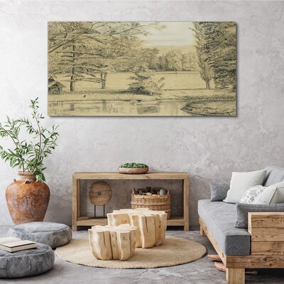 Tablou canvas Un peisaj liniștit lângă râu