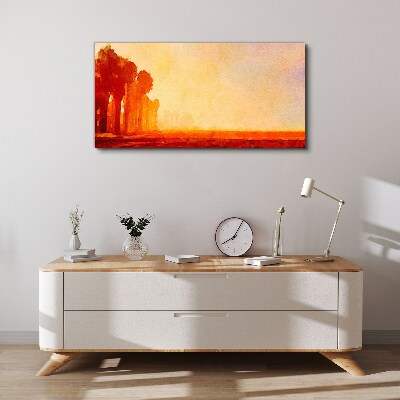 Tablou canvas Apus de soare în spatele palmierilor