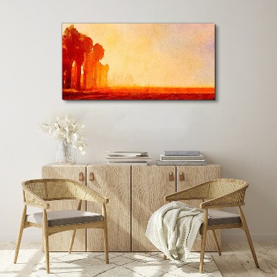 Tablou canvas Apus de soare în spatele palmierilor