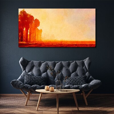 Tablou canvas Apus de soare în spatele palmierilor
