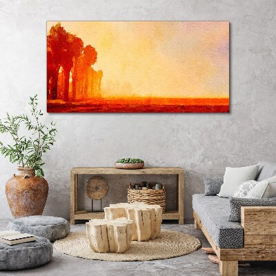 Tablou canvas Apus de soare în spatele palmierilor
