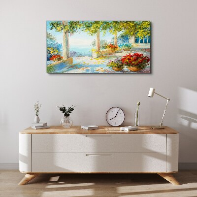 Tablou canvas Peisaj de primăvară cu flori