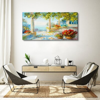 Tablou canvas Peisaj de primăvară cu flori