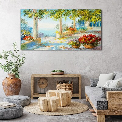 Tablou canvas Peisaj de primăvară cu flori