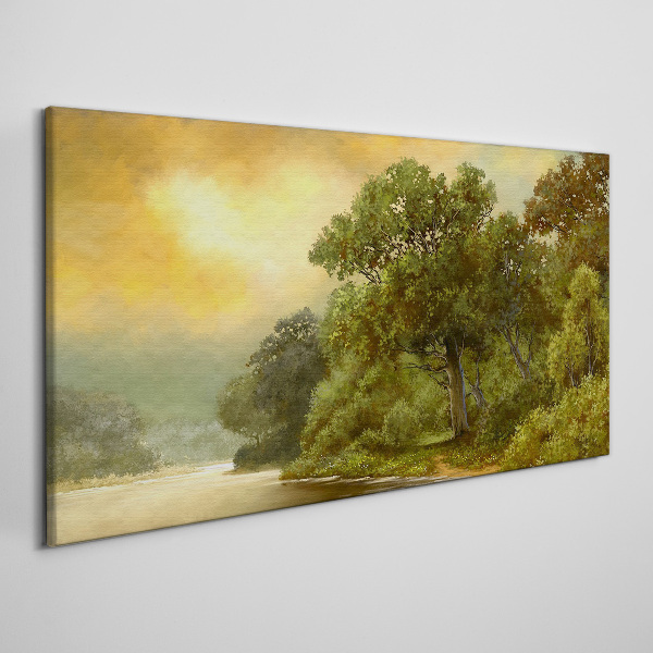 Tablou canvas Lumină aurie peste un râu calm