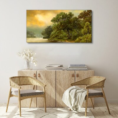Tablou canvas Lumină aurie peste un râu calm