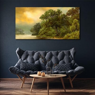 Tablou canvas Lumină aurie peste un râu calm
