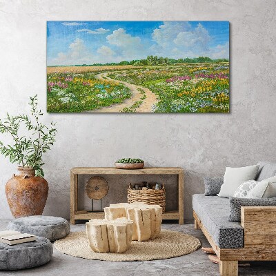 Tablou canvas O potecă de flori printre pajiști