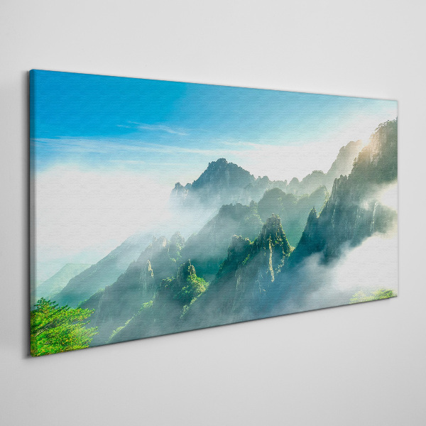 Tablou canvas Peisaj montan într-o dimineață cețoasă