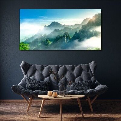 Tablou canvas Peisaj montan într-o dimineață cețoasă