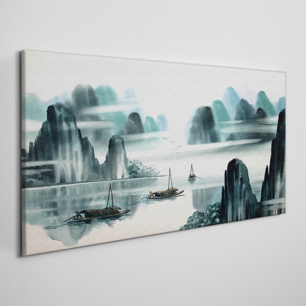 Tablou canvas Un lac liniștit într-un peisaj montan
