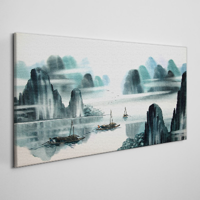 Tablou canvas Un lac liniștit într-un peisaj montan