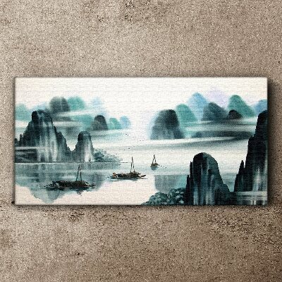 Tablou canvas Un lac liniștit într-un peisaj montan