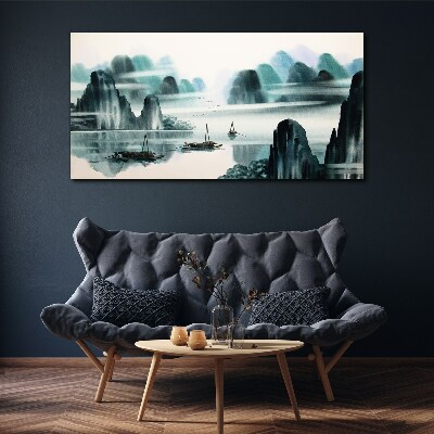 Tablou canvas Un lac liniștit într-un peisaj montan