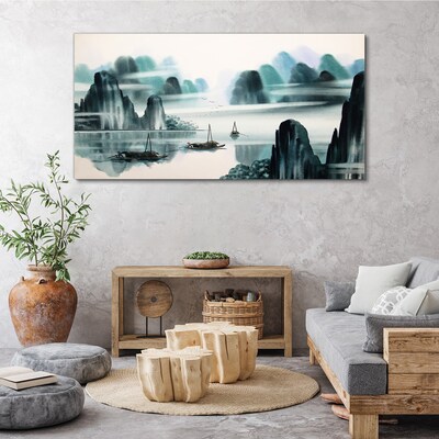 Tablou canvas Un lac liniștit într-un peisaj montan