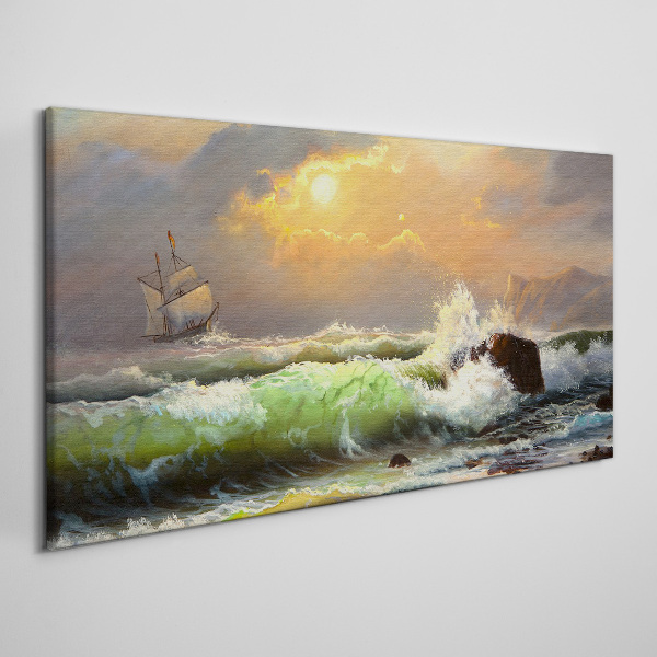 Tablou canvas Marea furtunoasă cu o navă cu pânze