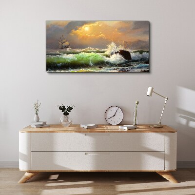 Tablou canvas Marea furtunoasă cu o navă cu pânze