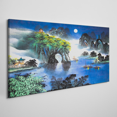 Tablou canvas Un peisaj de noapte liniștit cu munți