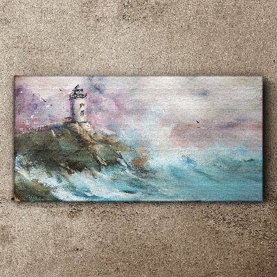 Tablou canvas Un far într-un peisaj furtunos