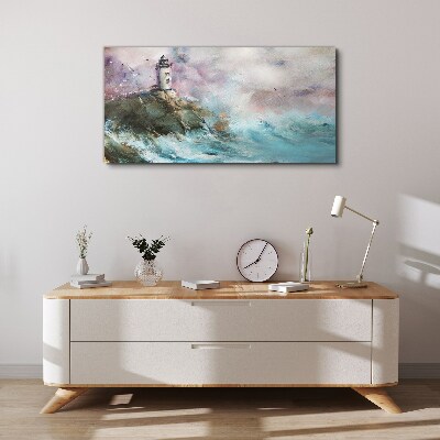 Tablou canvas Un far într-un peisaj furtunos