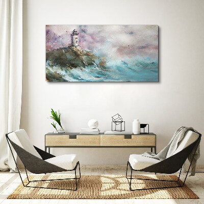 Tablou canvas Un far într-un peisaj furtunos