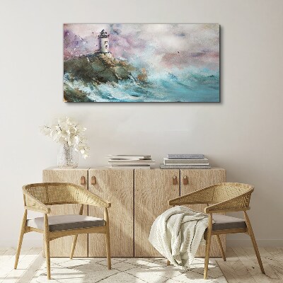 Tablou canvas Un far într-un peisaj furtunos