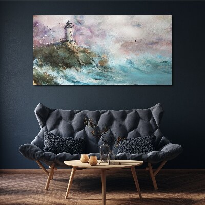 Tablou canvas Un far într-un peisaj furtunos