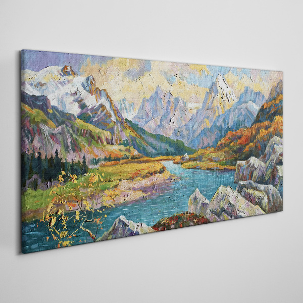 Tablou canvas Peisaj montan cu un râu