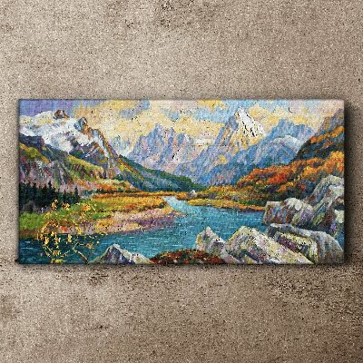 Tablou canvas Peisaj montan cu un râu