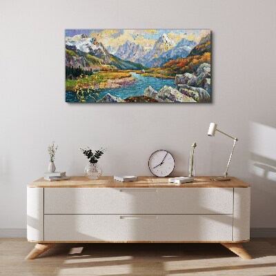 Tablou canvas Peisaj montan cu un râu