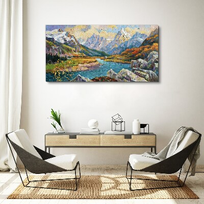 Tablou canvas Peisaj montan cu un râu