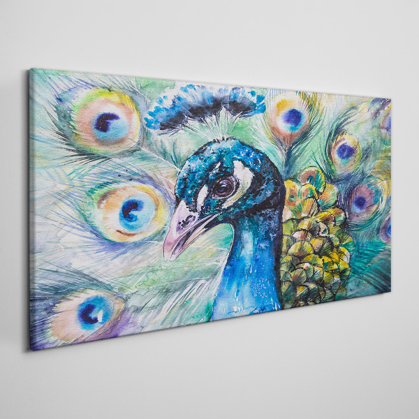Tablou canvas Păun colorat printre pene