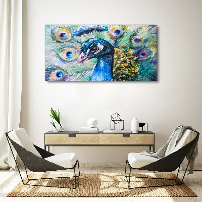 Tablou canvas Păun colorat printre pene