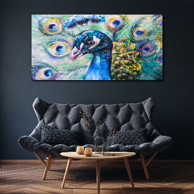 Tablou canvas Păun colorat printre pene
